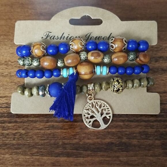 Tree of life 4 pc boho bracelet set - Picture 2 of 8